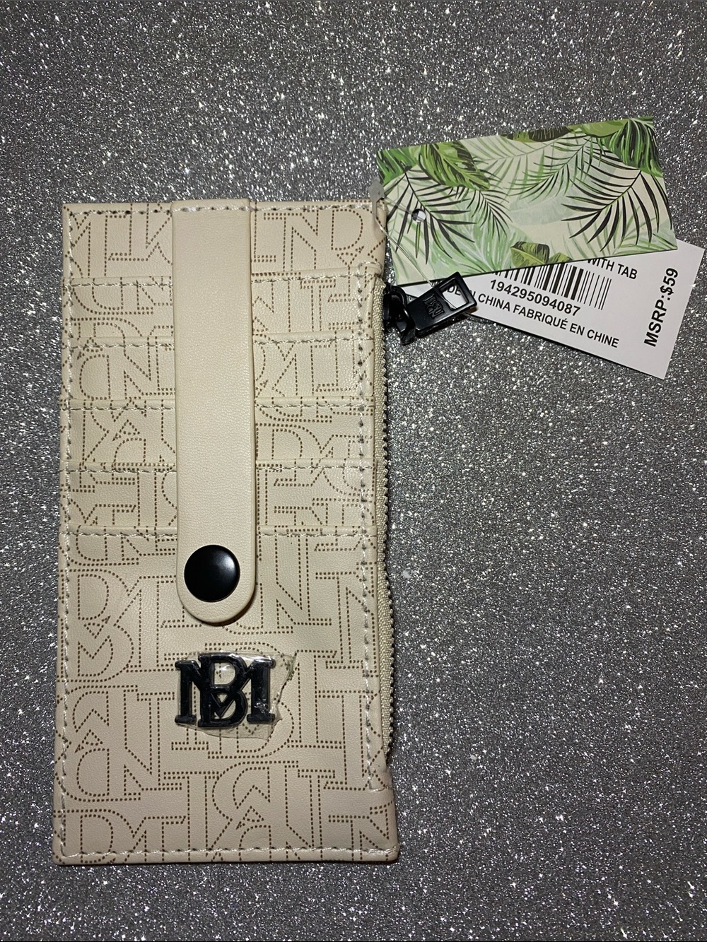 Badgley Mischka Cream Logo Card Holder
